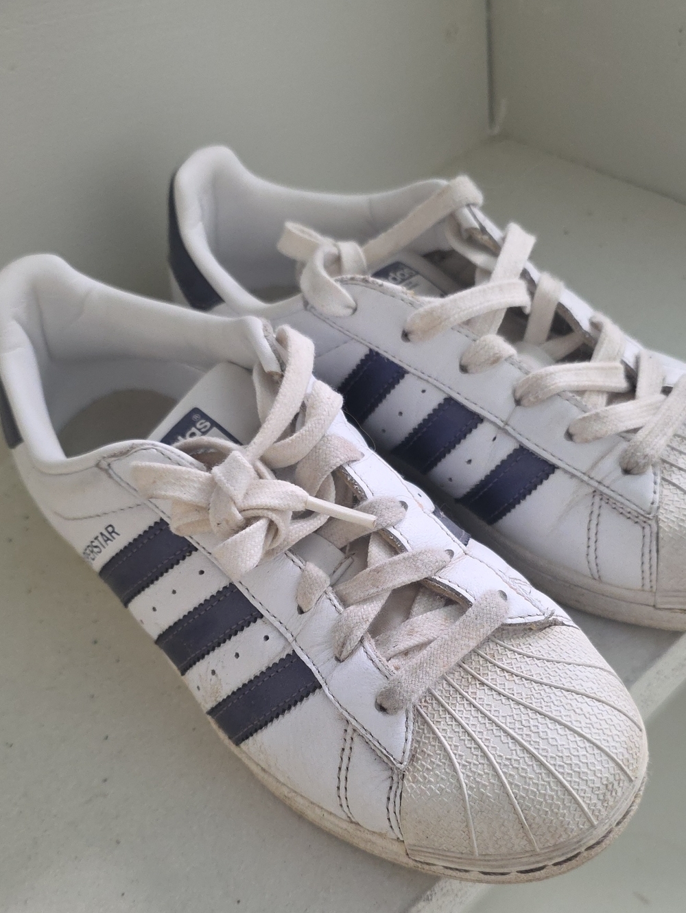adidas White and Teal Low-Top Leather Sneakers